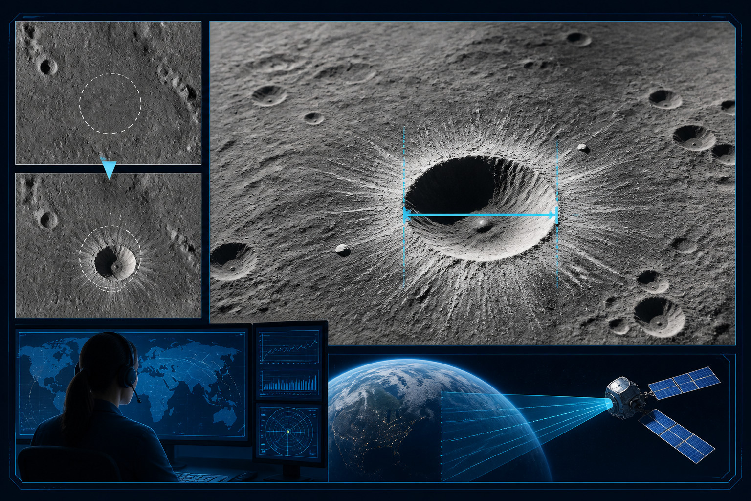 月面に幅728フィートの新クレーター、NASAの解析で浮上