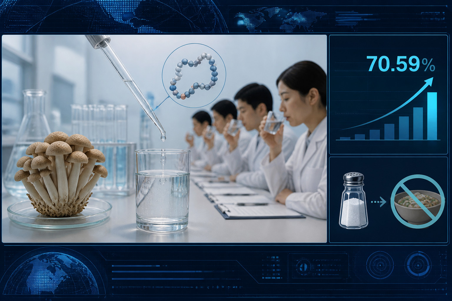 Mushroom-derived peptide reportedly makes fixed-salt solution taste 70.59% saltier
