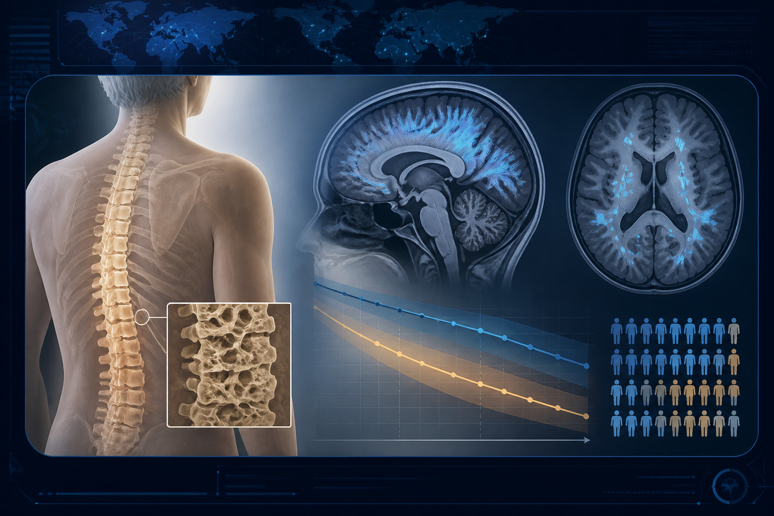Longitudinal Study Links Lower Vertebral Bone Density With Later Brain-Aging Markers