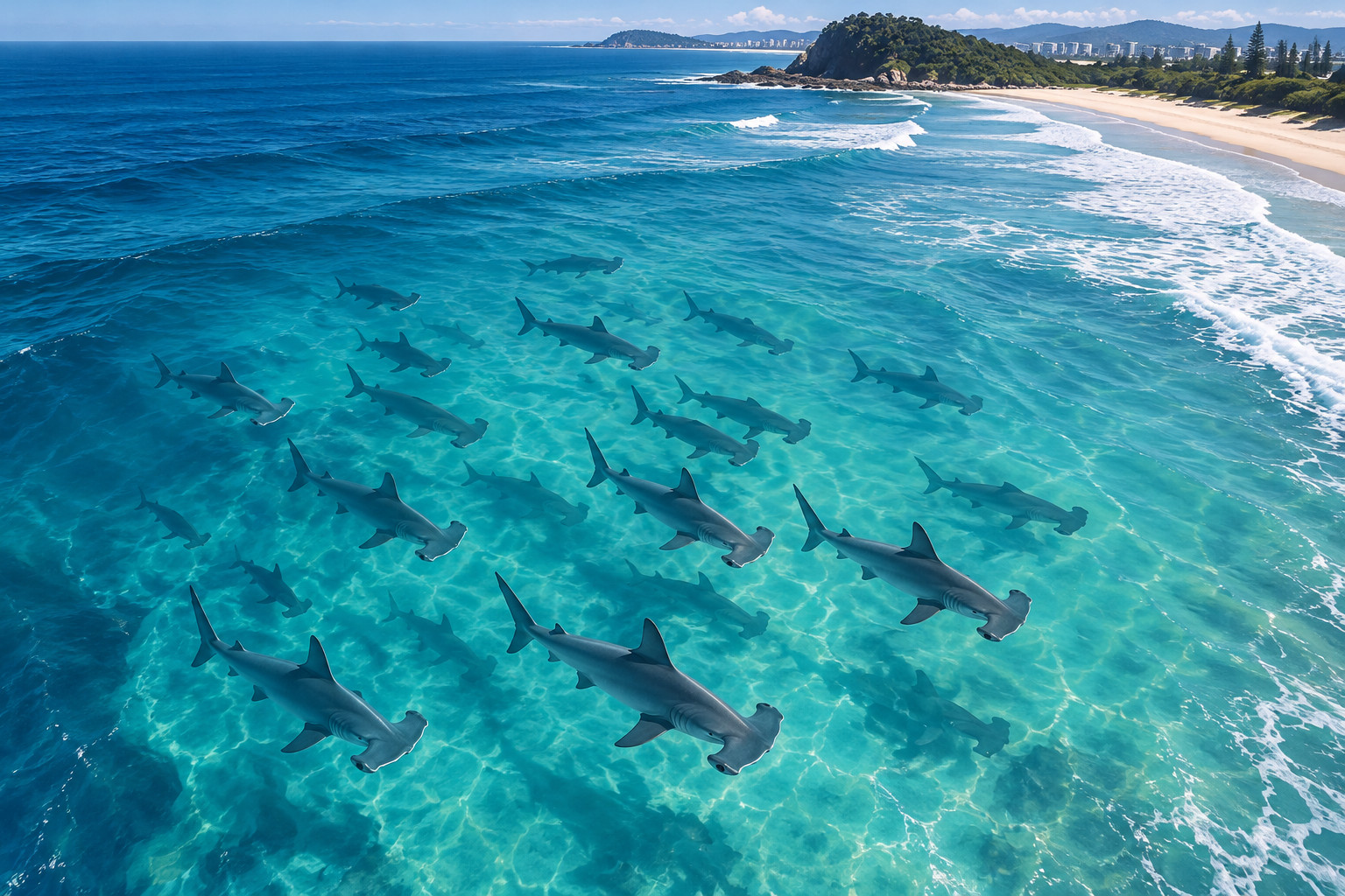 Drone records point to seasonal juvenile hammerhead gatherings at two southeast Queensland beaches