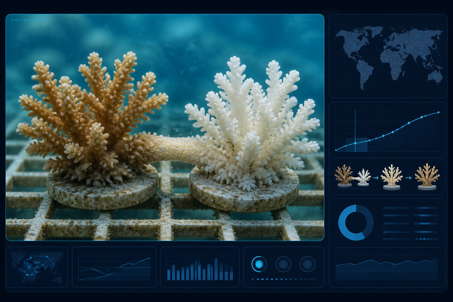 Direct coral contact reportedly restarted bleaching recovery within one week